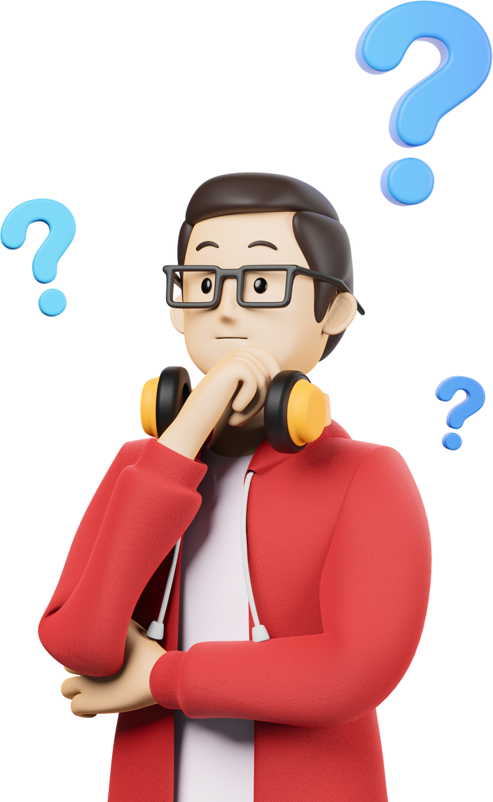 wondering question 3d character illustration